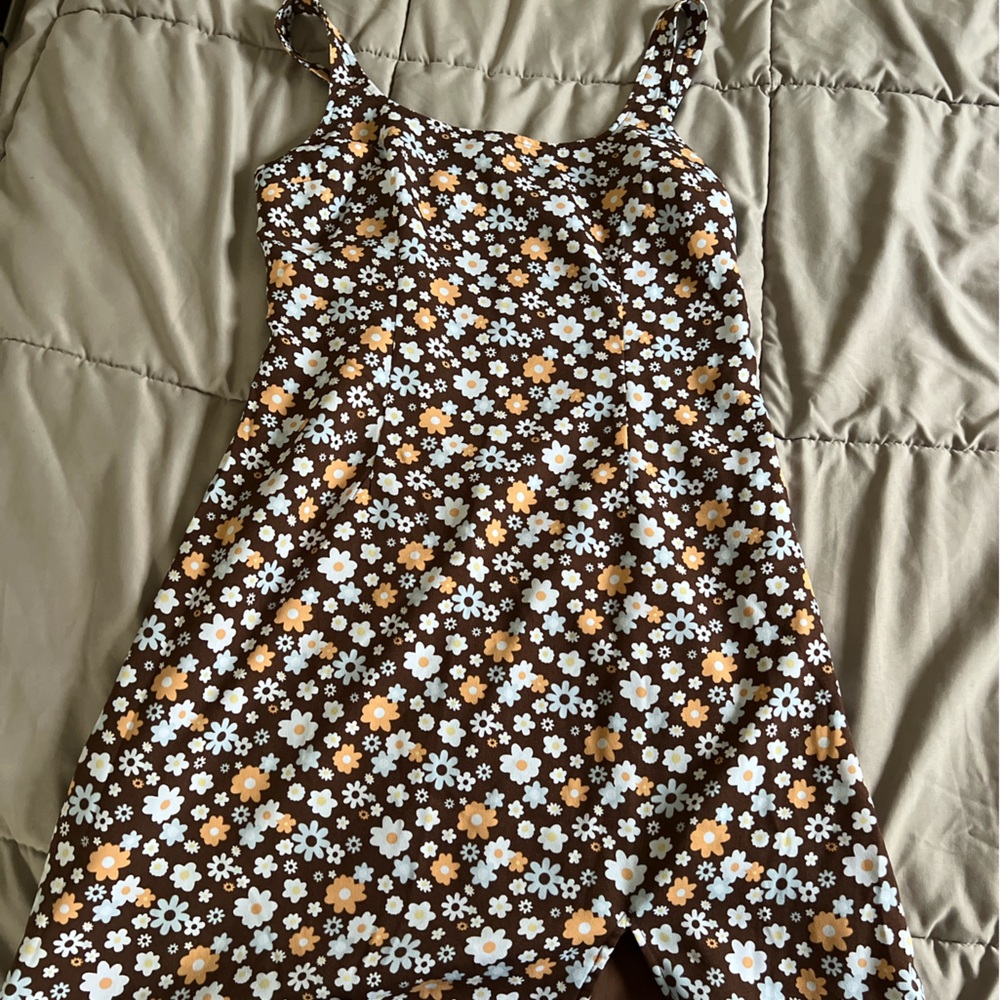 Brown Floral Mini Dress
